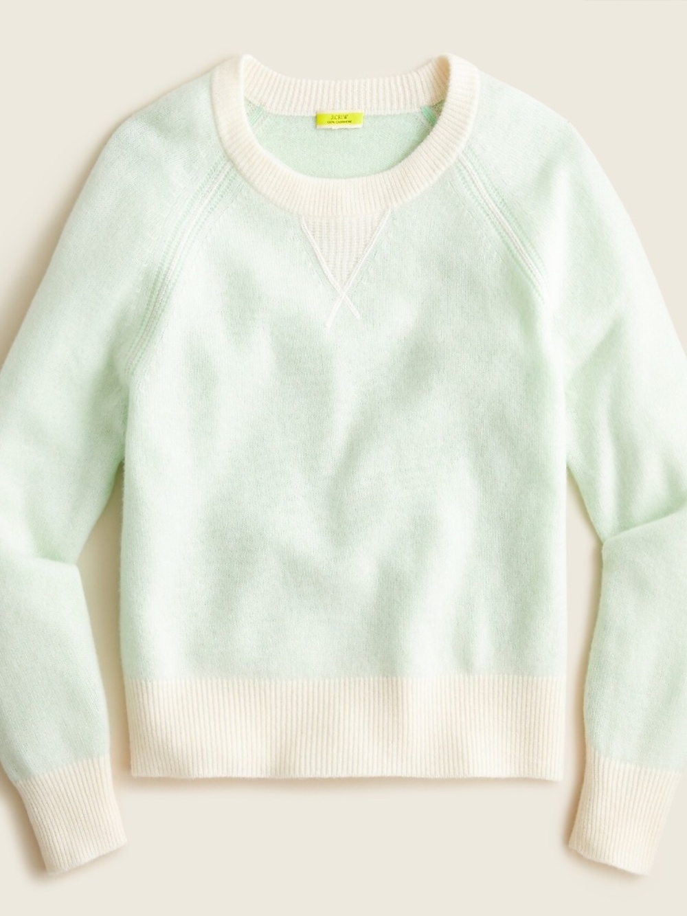 J.Crew Cashmere Plaited Relaxed Sweatshirt in Wintermint Snow